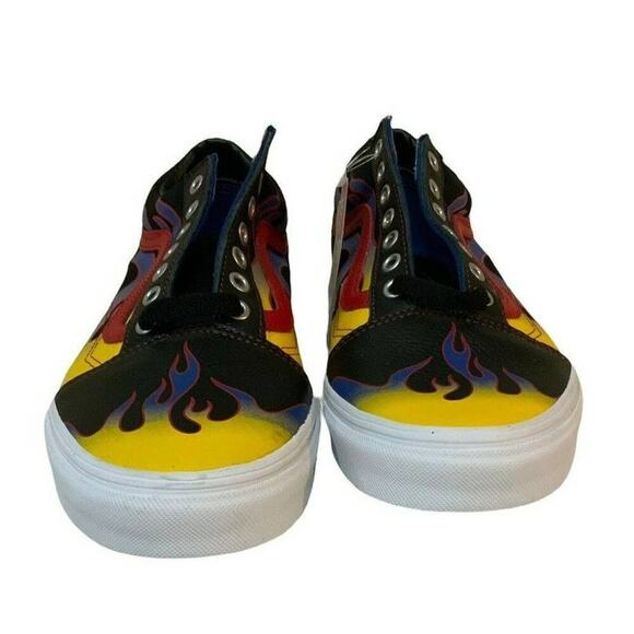 Vans Racer Old Skool Sneakers Mens Size 11 Canvas Flame Leather Skate Shoes NEW - Picture 7 of 11